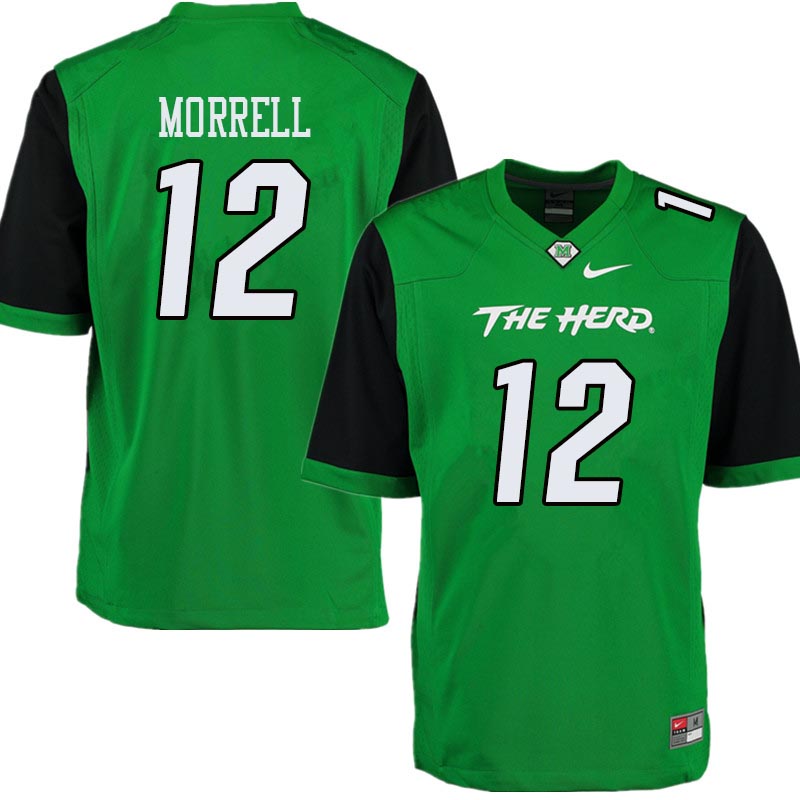 Men #12 Garet Morrell Marshall Thundering Herd College Football Jerseys Sale-Green